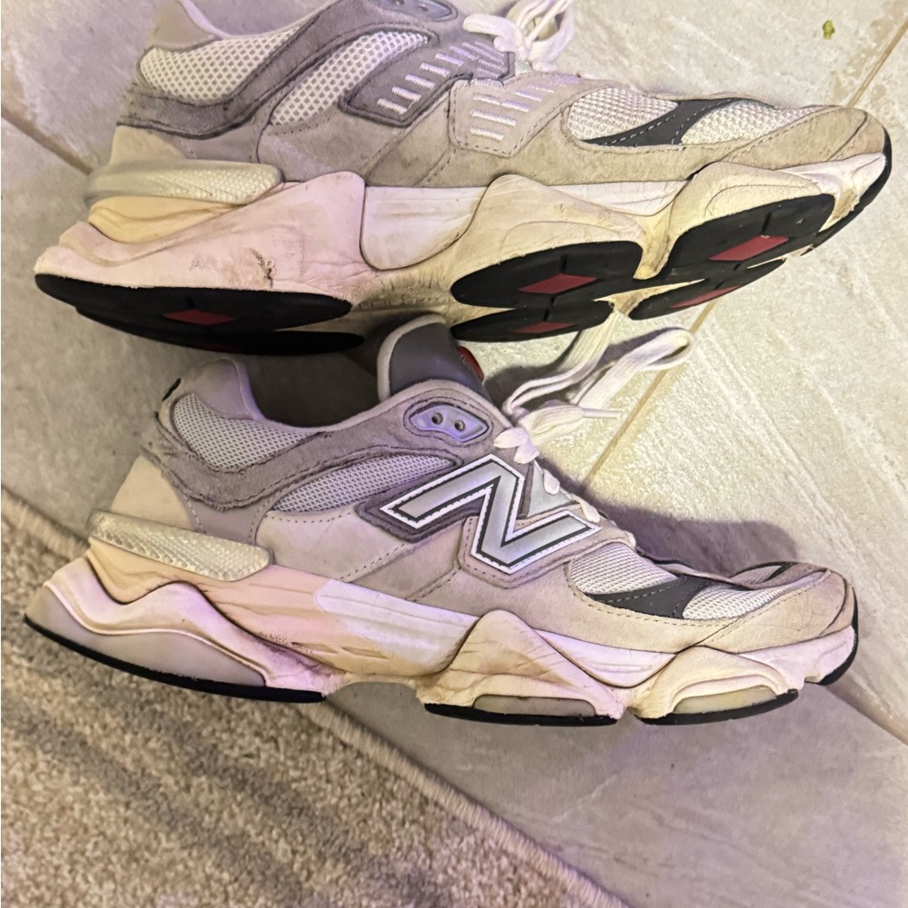 New Balance Cream and Gray Athletic Shoes